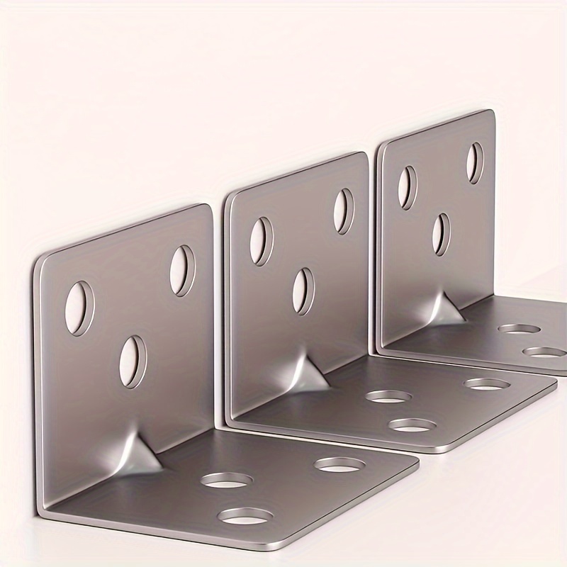 

L-shaped Metal Brackets, 90 Degree Angle Fixing Plate, Furniture Connectors, Support Braces For Shelf And Cabinet Hinges, With Screws For Wall Mounted Fixation