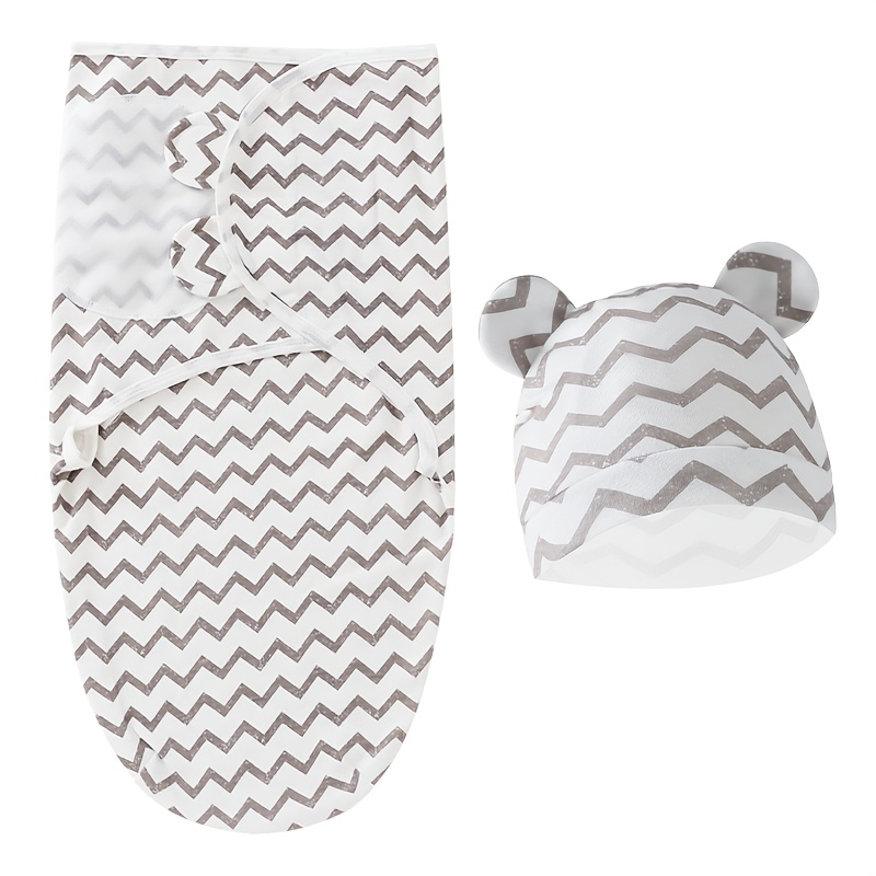 2pcs Baby Swaddle Set with Hat, Soft And Cute Baby Swaddle Blanket, Suitable for 0-6 Months, Easy Wrap Swaddle, Baby Wrap Blanket, Christmas, Halloween, Thanksgiving, Easter Gift