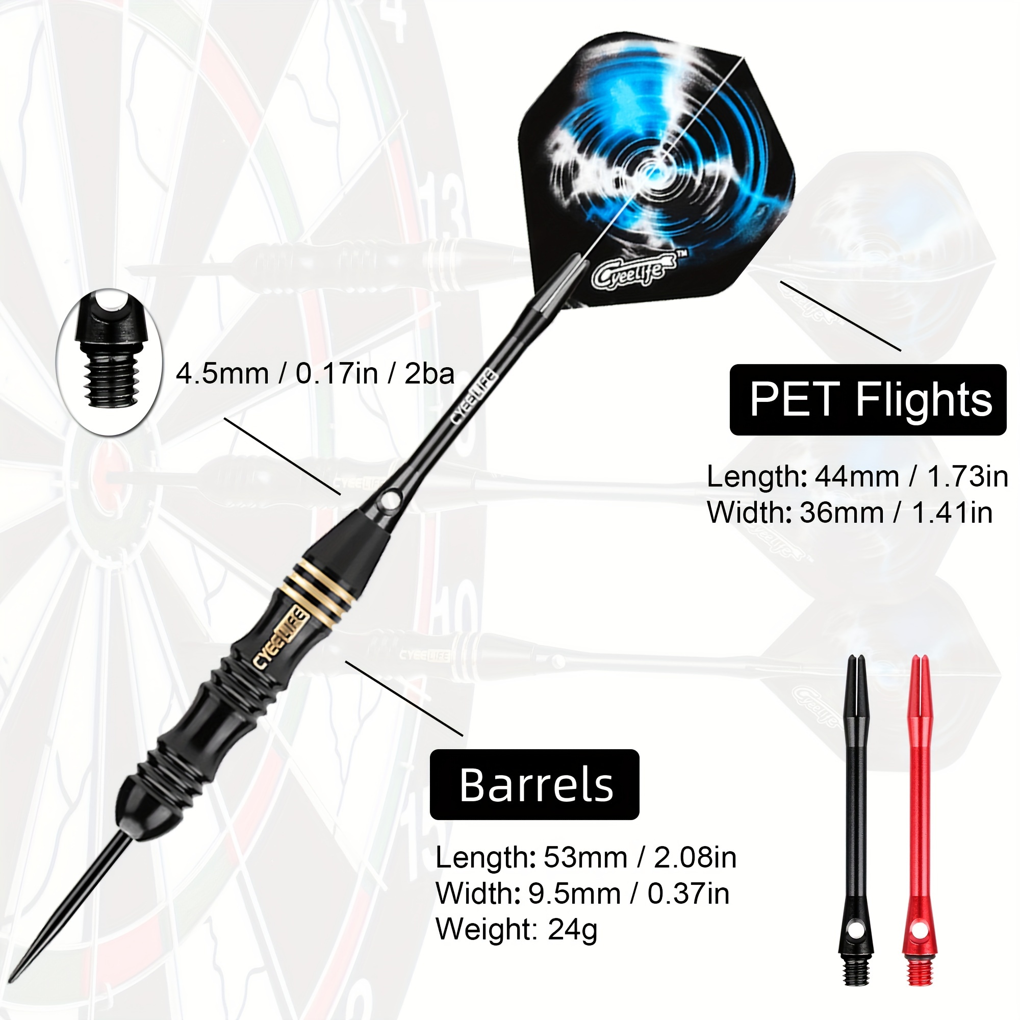 Cyeelife 26g Koperen Darts, Set van 3 met Dartopbergkoffer