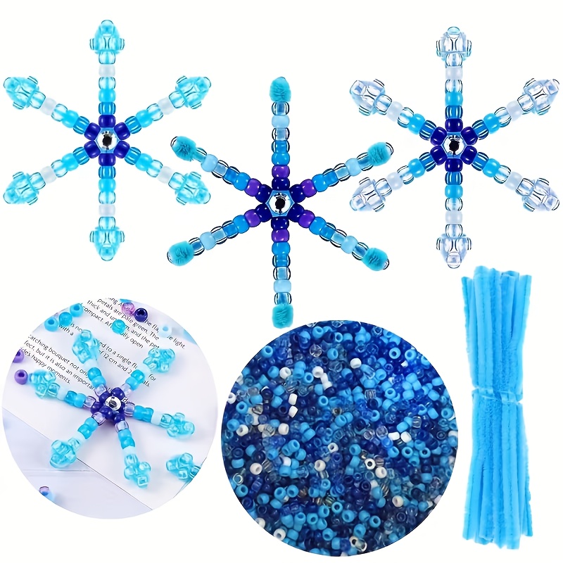 TEMU 306pcs Snowflake Craft Kit | Beaded Pipe Cleaner Ornament Kit With 306 Pony Beads, Decorations Making Supplies, Festive Craft Kit, Durable Craft