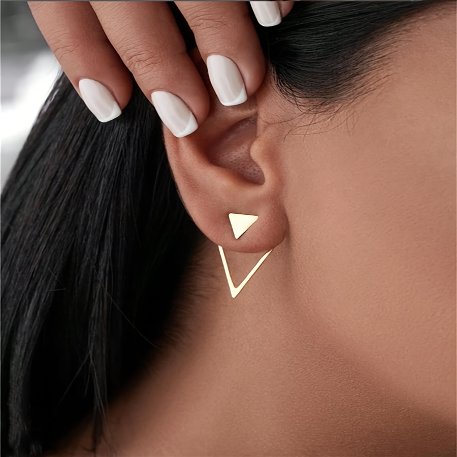 

1 Pair Of Earrings Trendy Triangle Design Match Daily Outfits Party Accessories Fashionable Jewelry For Female Casual Dating Decor