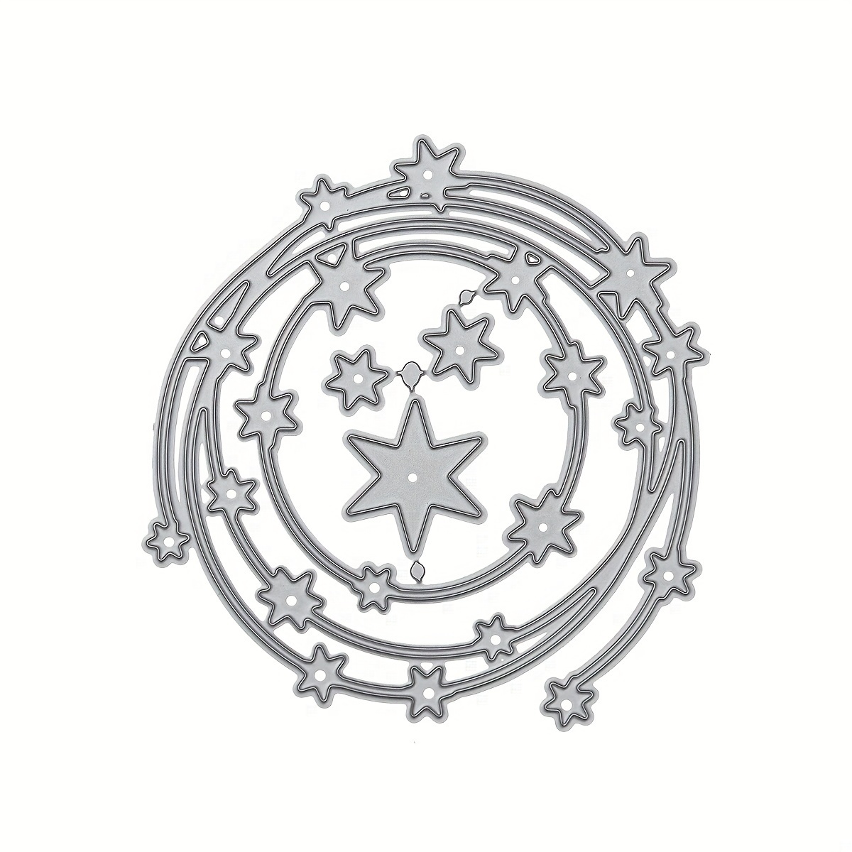 Image of 1pc Star Round Frame Metal Dies, Circle Star Vine Cutting Dies Stencils For Diy Scrapbooking Photo Decorative Embossing Paper Dies For Scrapbooking Card Making