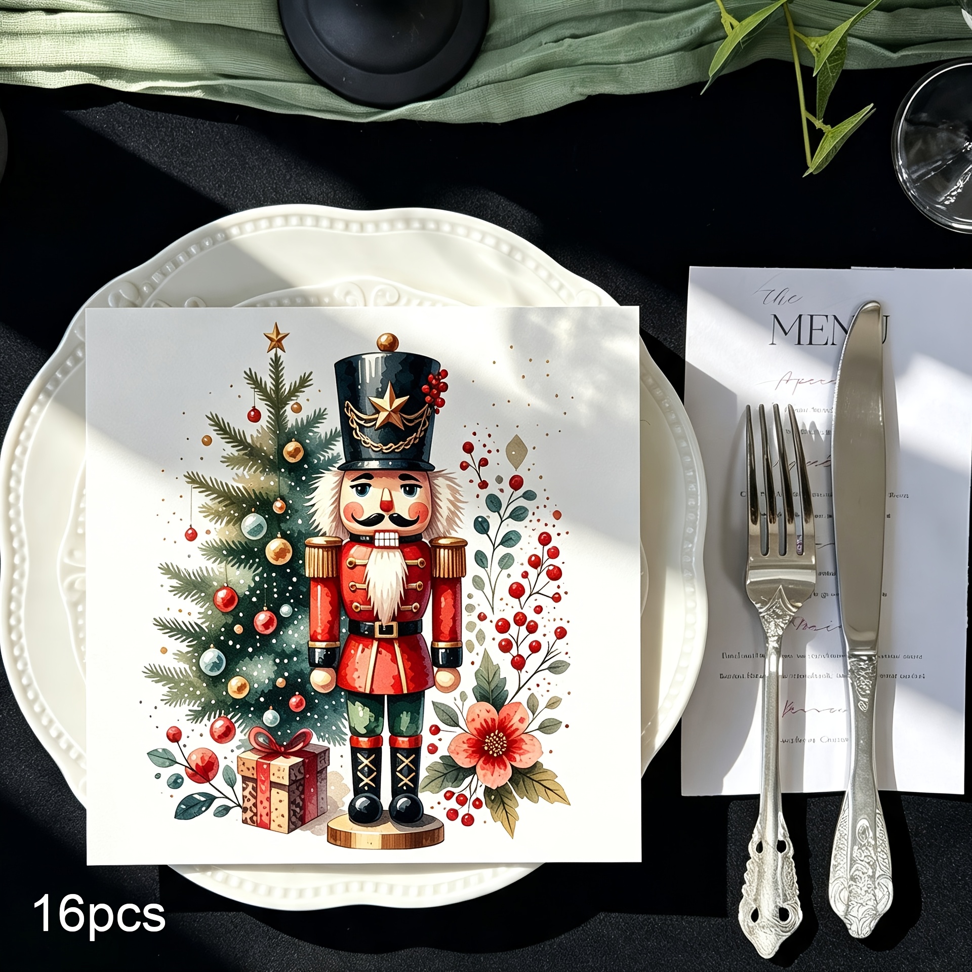 TEMU Set da 16 tovaglioli senza con stampa motivo , fazzoletti monouso ispessiti, tovaglioli con texture lino, 12,5x12,5 cm, adatti per accessori da
