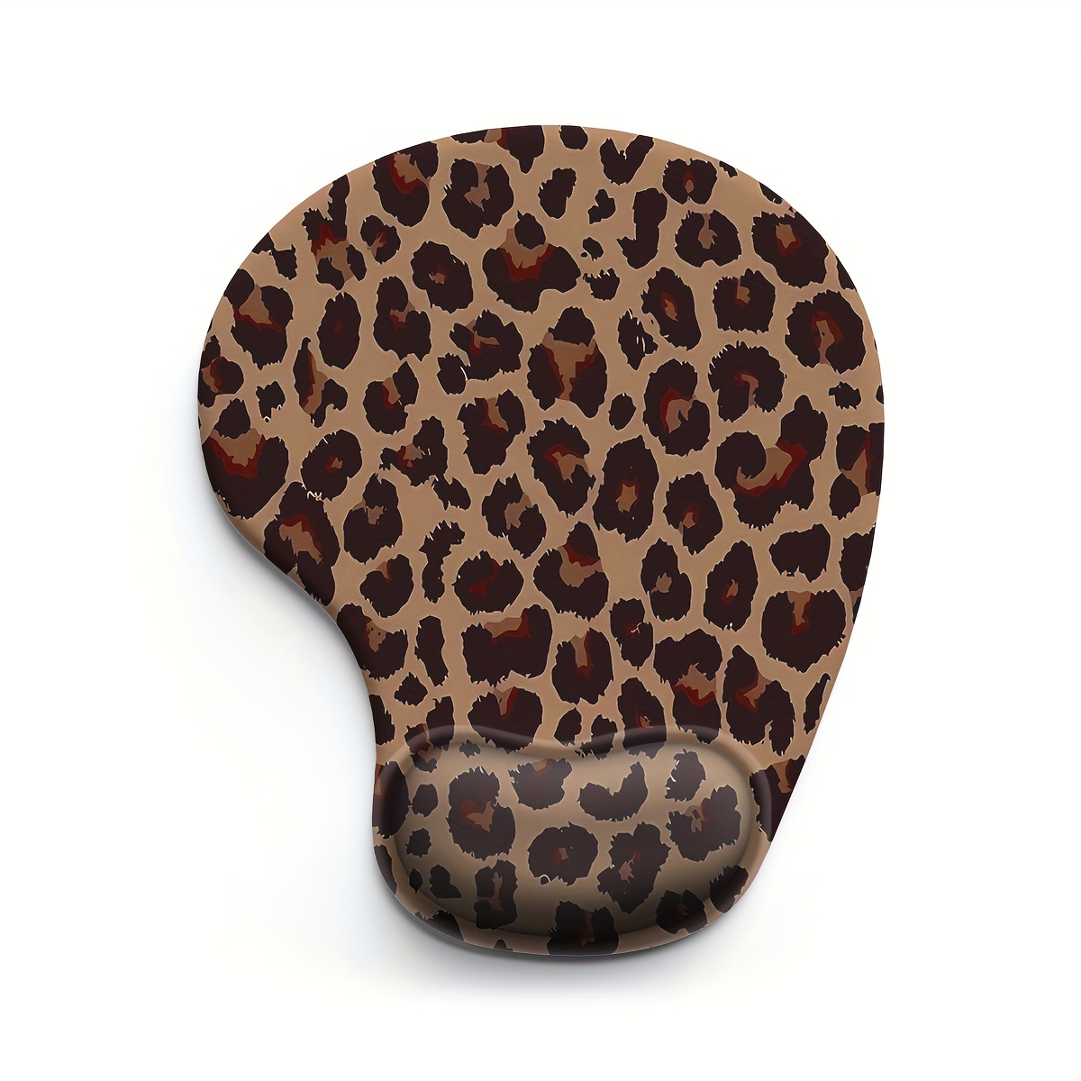 

Leopard Print Ergonomic Gel Wrist Rest Mouse Pad - 1pc, 3d Design With Comfort Wrist Support, Non-slip Pu Base, Ideal For Home, Office & School