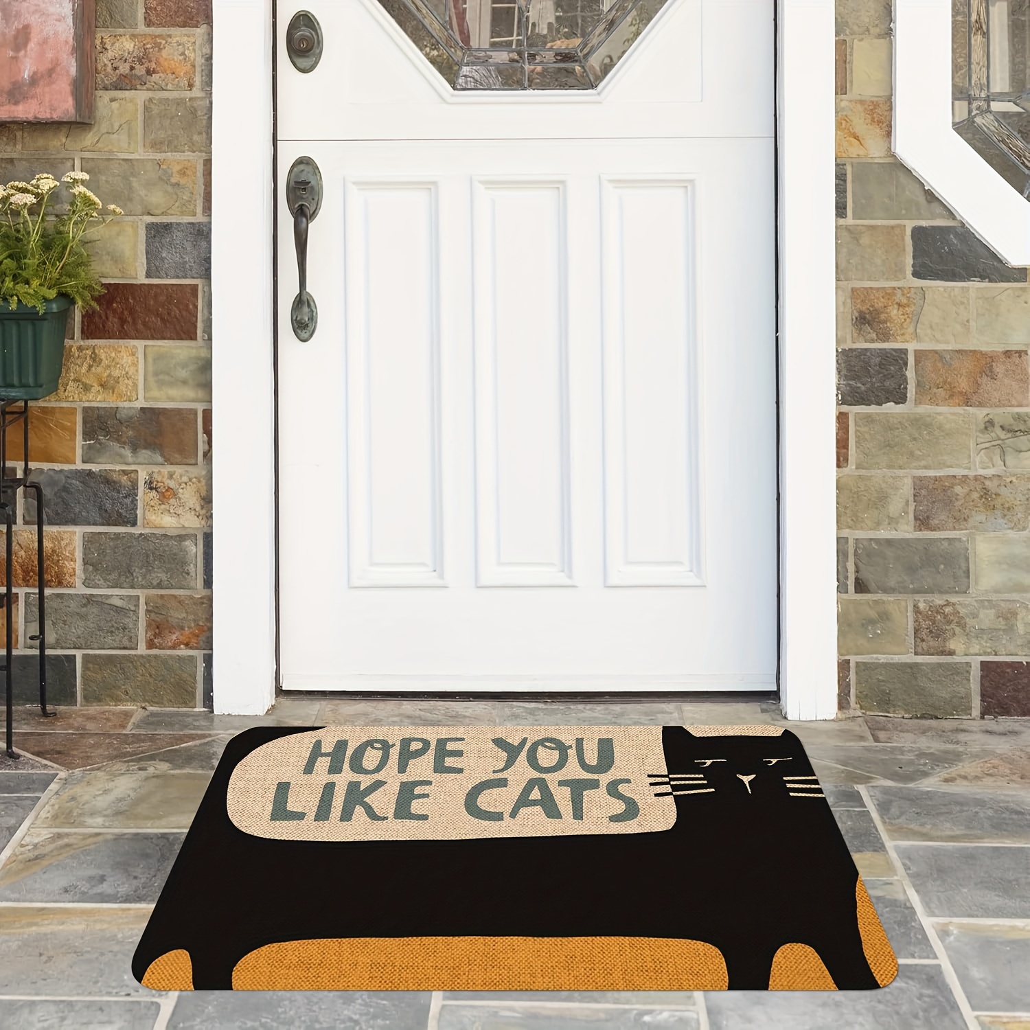 

Cat Pattern Doormat - Washable Mat Pvc Backing, For And Use, Fun You
