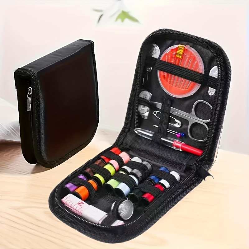 TEMU Portable Canvas Sewing Kit, Colorful Canvas Sewing Tools, And Craft Supplies, Compact Travel Sewing Project Kit For Quick Repairs, Black Sewing