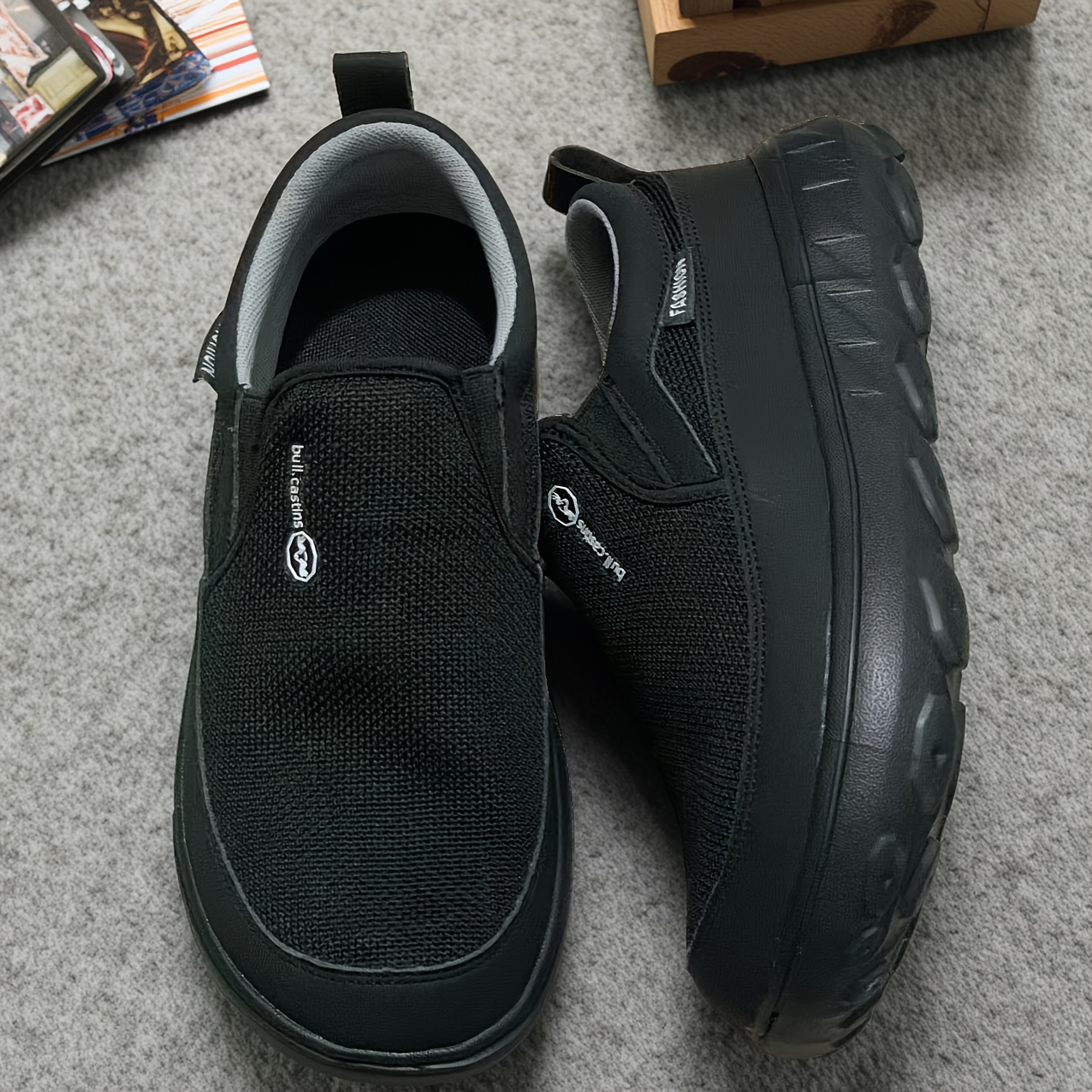 TEMU Men's Plus Size Wide Fit Casual Athletic Shoes New Wide Toe Wide Palm Trendy Lightweight Comfortable Solid Color Slip-on Versatile Suitable For