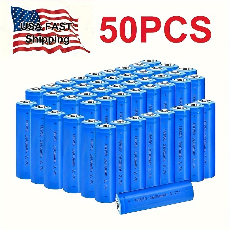 

50pc 18650 Rechargeable Battery Long- Battery, 3.7v-4.2v Battery Replacement, Rechargeable , Suitable For , Headlights, Headlights, , Cameras, Radios, Speakers,