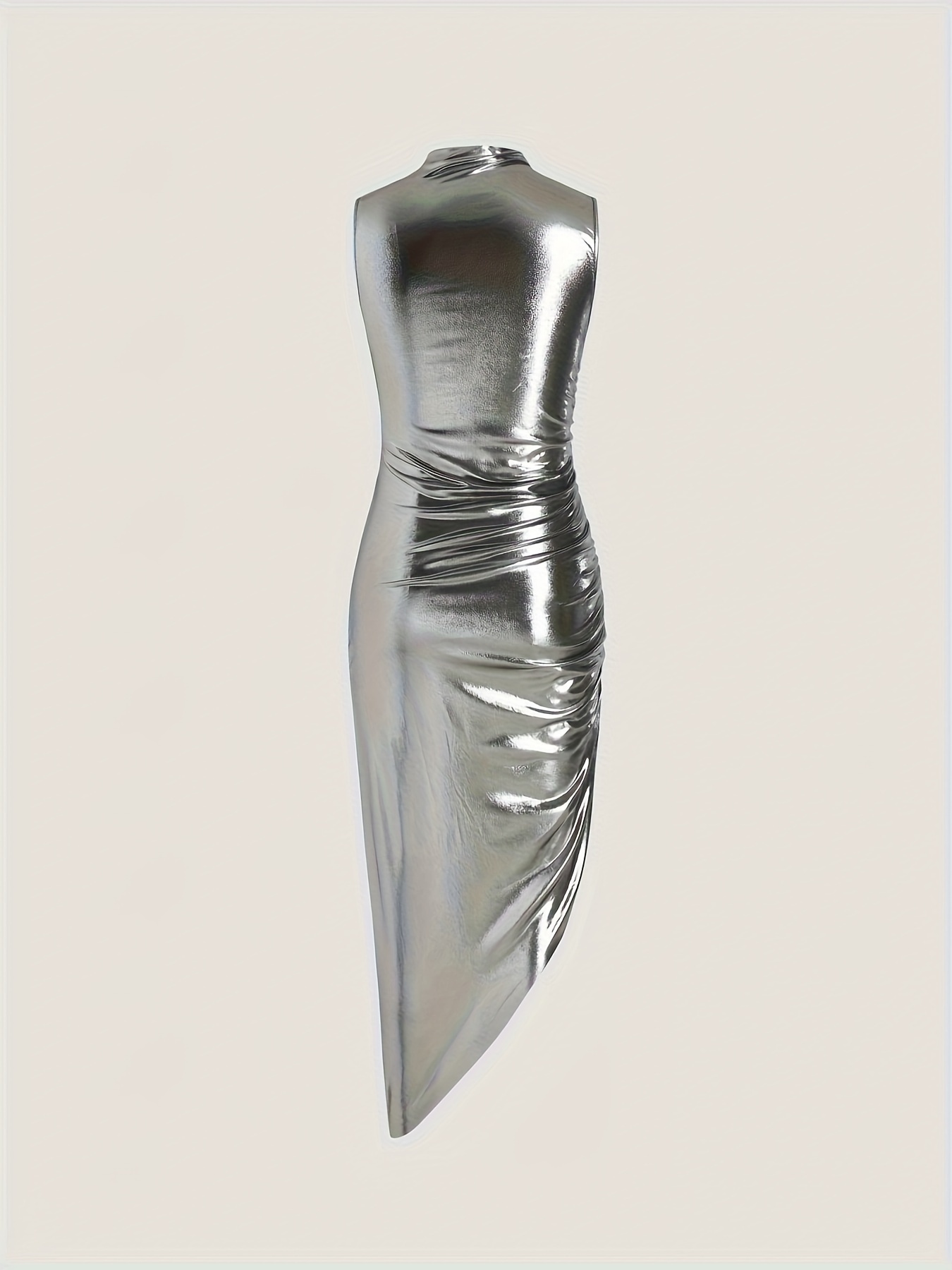high neck metallic ruched midi dress high neck metallic ruched midi dress women's clothing