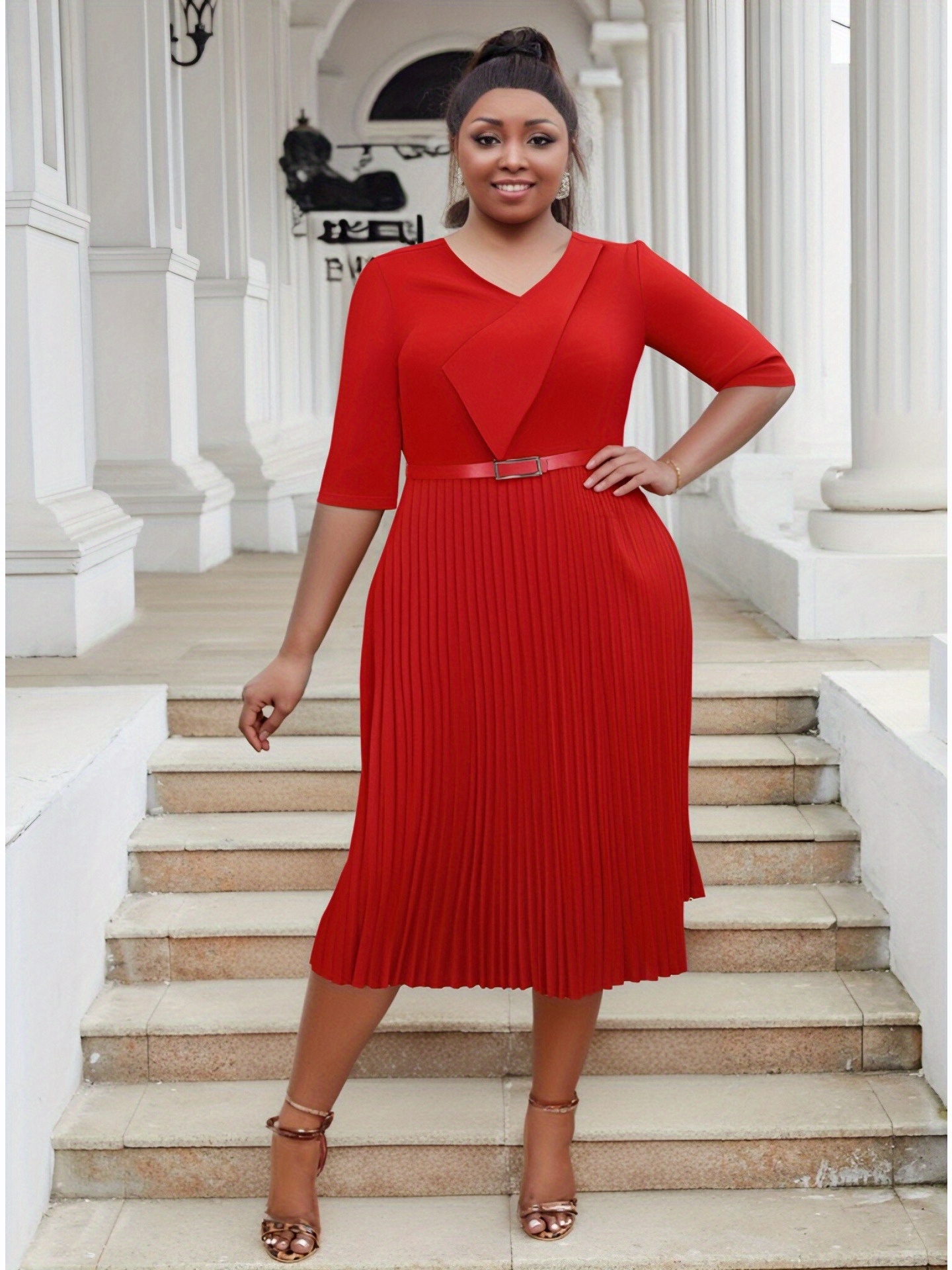 formal dress women office Vintage Work for A-Line Square Neck Sleeveless Evening Midi Dresses Pattern Type office dresses women sold on