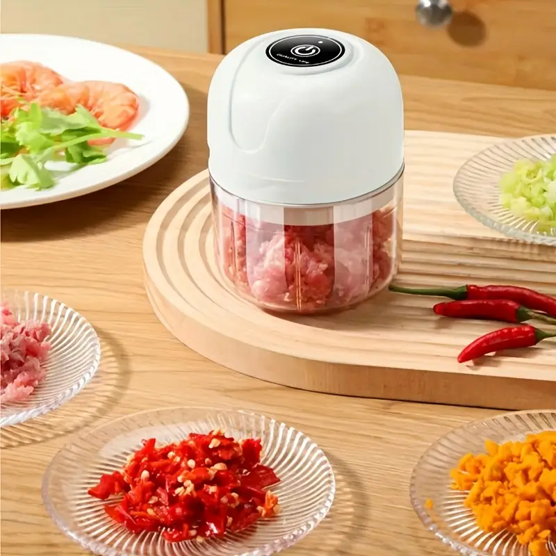 1pc mini electric food processor portable usb rechargeable 1000rpm garlic crusher meat grinder and chopper 3 38 8 45oz capacity plastic handheld mixer with lithium battery Product details 2