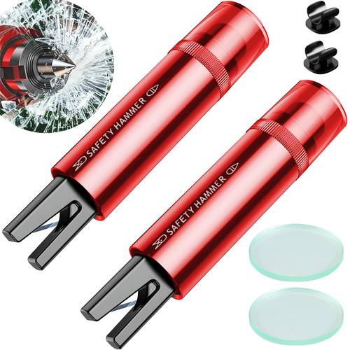 2 emergency hammer car windscreen breaker with seat belt emergency window breaker escape safety hammer car escape emergency tool suitable for all vehicles red
