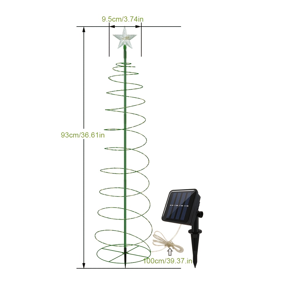 TEMU Solar Spiral Christmas Trees With Lights, Up Xmas Pathway Markers, -in-the-dark String Lights Lawn Party Christmas Outdoor Patio Decorations,