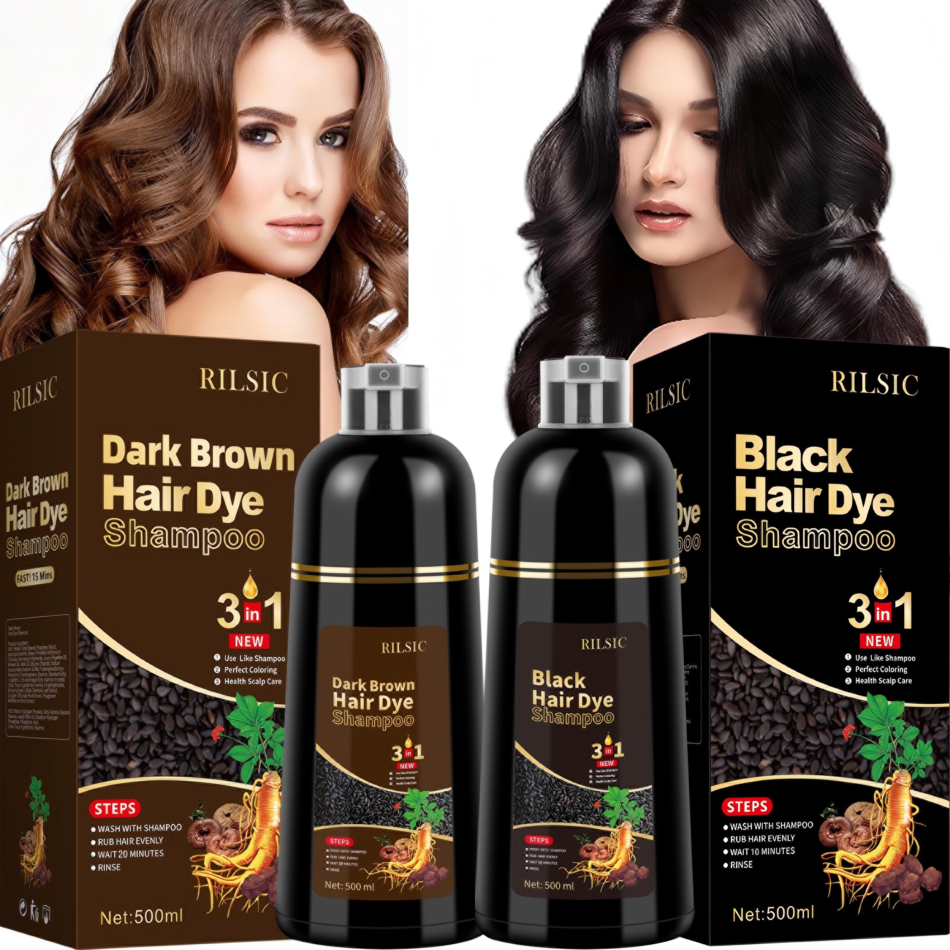 16.91* Dye Shampoo for Grey Hair, Natural Plant-Based Dye, Herbal Natural  Hair Dye 3In 1- Dyeing And Washing Care * to The Scalp, Covering White  Hair, Hair Dye Hair Color Shampoo Coloring in Minutes ...