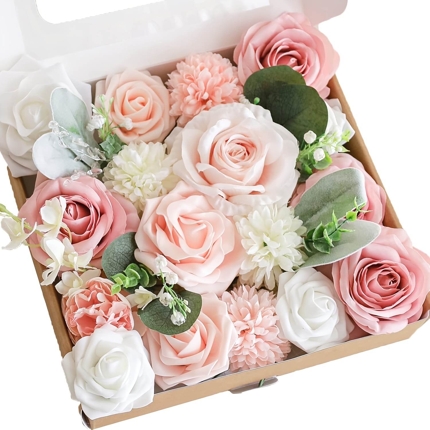 Image of Diy Wedding Decoration Artificial Flower Bridal Bouquet Table Center Flower Wreath Aisle Arch Flower Decoration Home Decoration, Powder Blusher Spring Valentine's Day