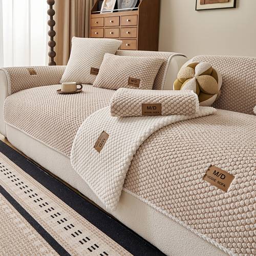 1pc original fleece plush sofa cushion sofa cover solid color applique sofa cushion pet friendly non slip wear resistant machine washable living room study sofa decorative cushion cover