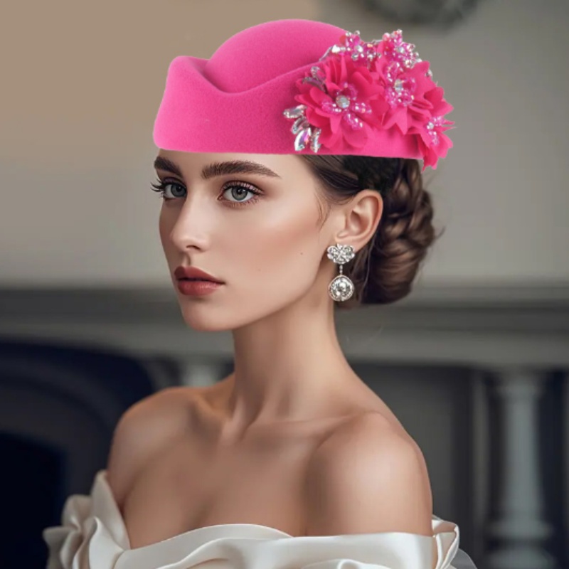 womens pillbox hat flowers vintage british style derby hats  display picture 2
