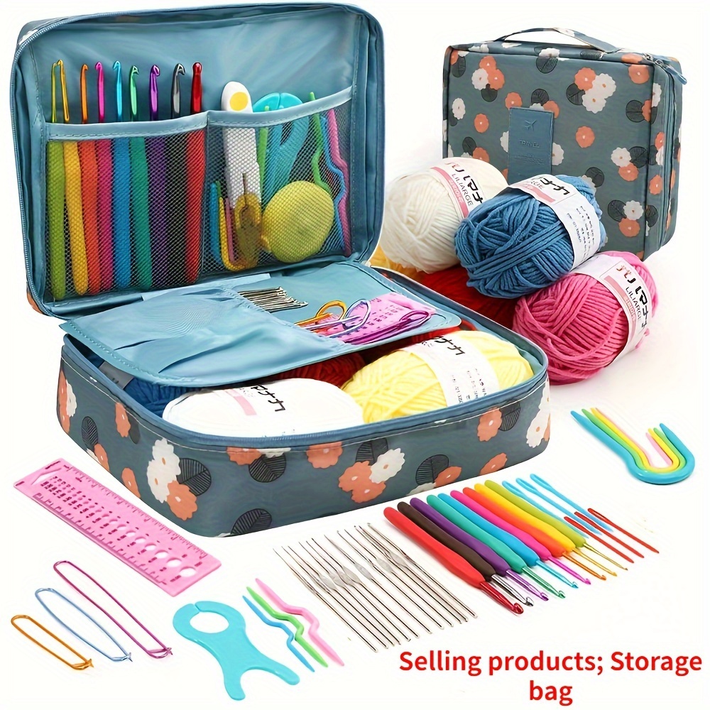 

1pc Flowers Printing Storage Bag, Crochet Tools Accessories Storage Bag, Portable Cosmetic Bag, Organizer Supplies, Empty Bag