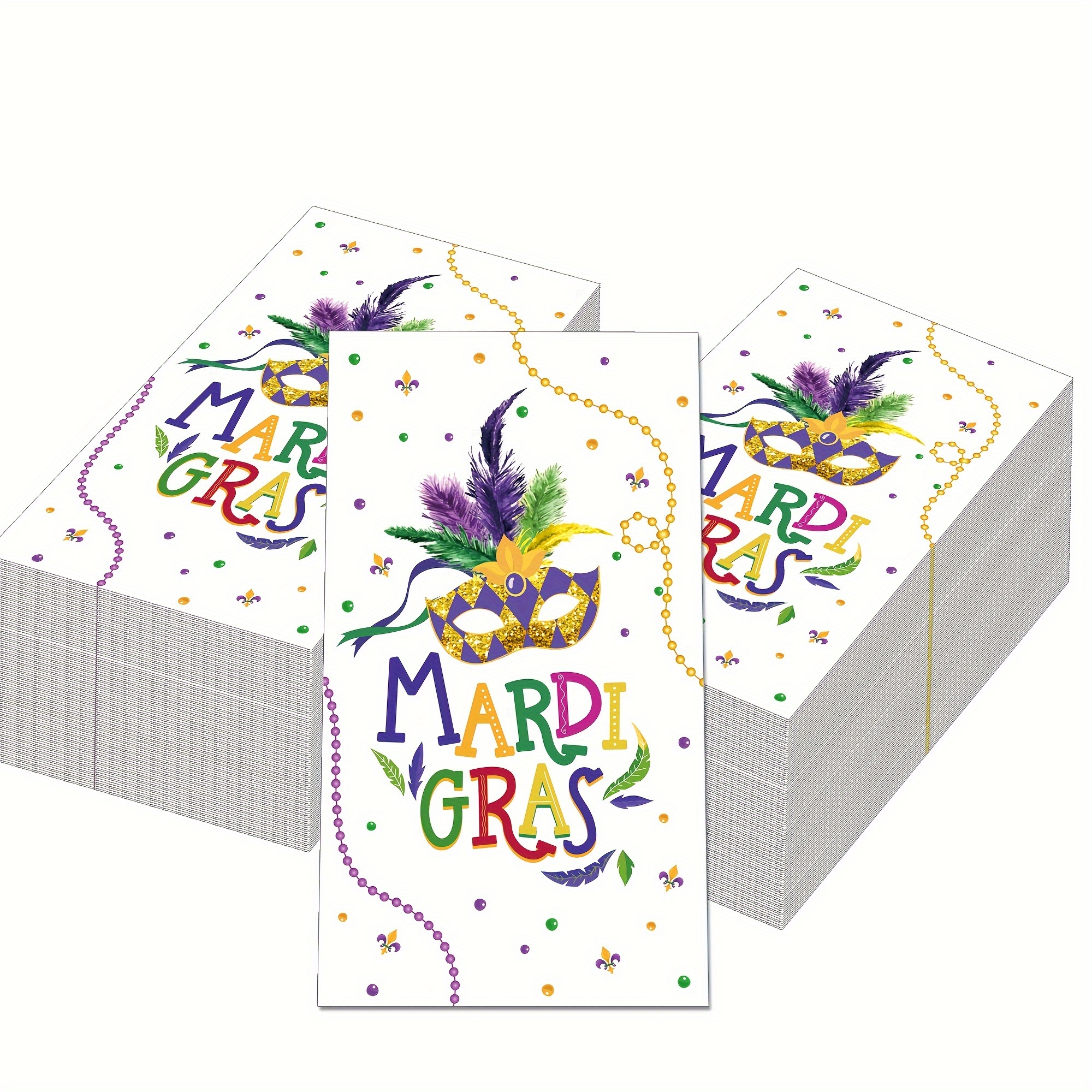 

20-pack Mardi Gras Themed Paper Napkins - 1-ply Disposables For Parties, Tailgating, Celebrations - For Home