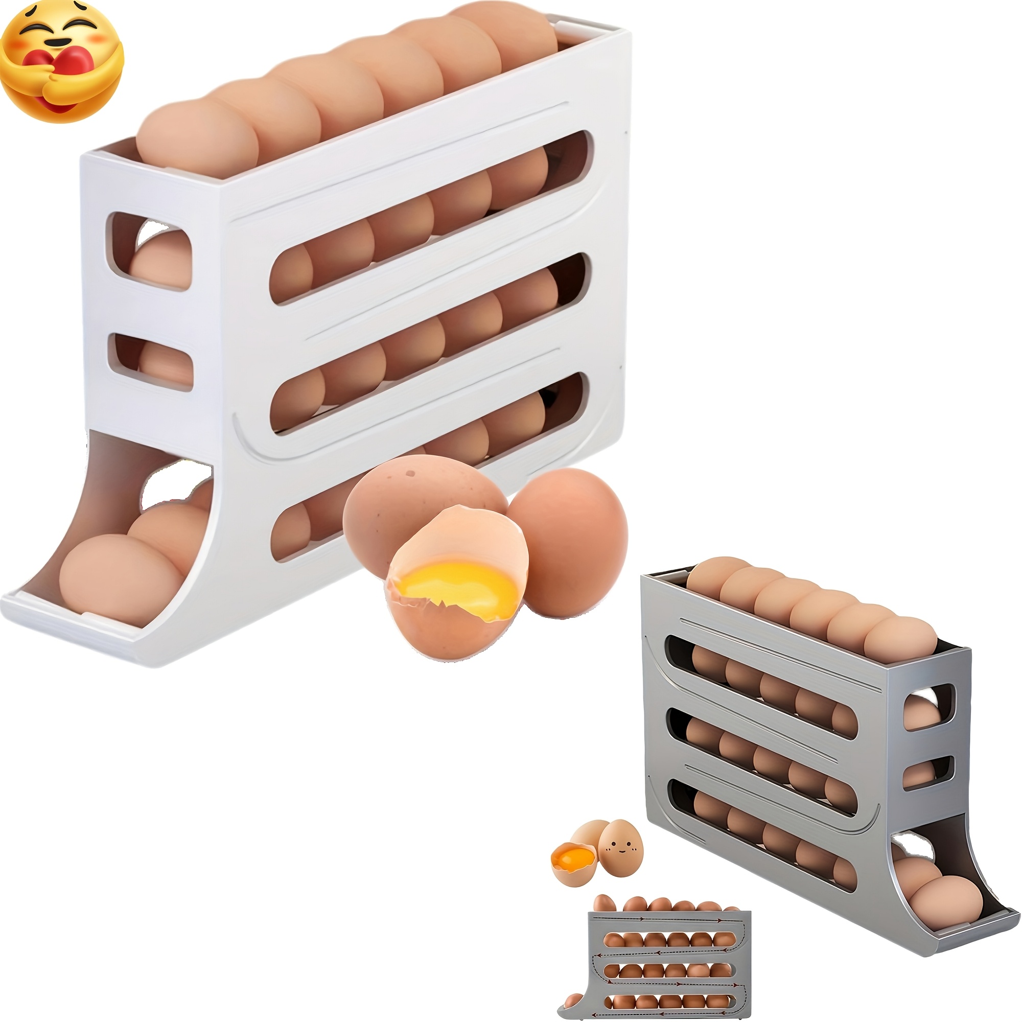 

30-egg Refrigerator Organizer, Egg Storage Box, Auto- Dispenser, Space-saving 4-tier Egg Holder, Large Capacity Egg Storage Rack