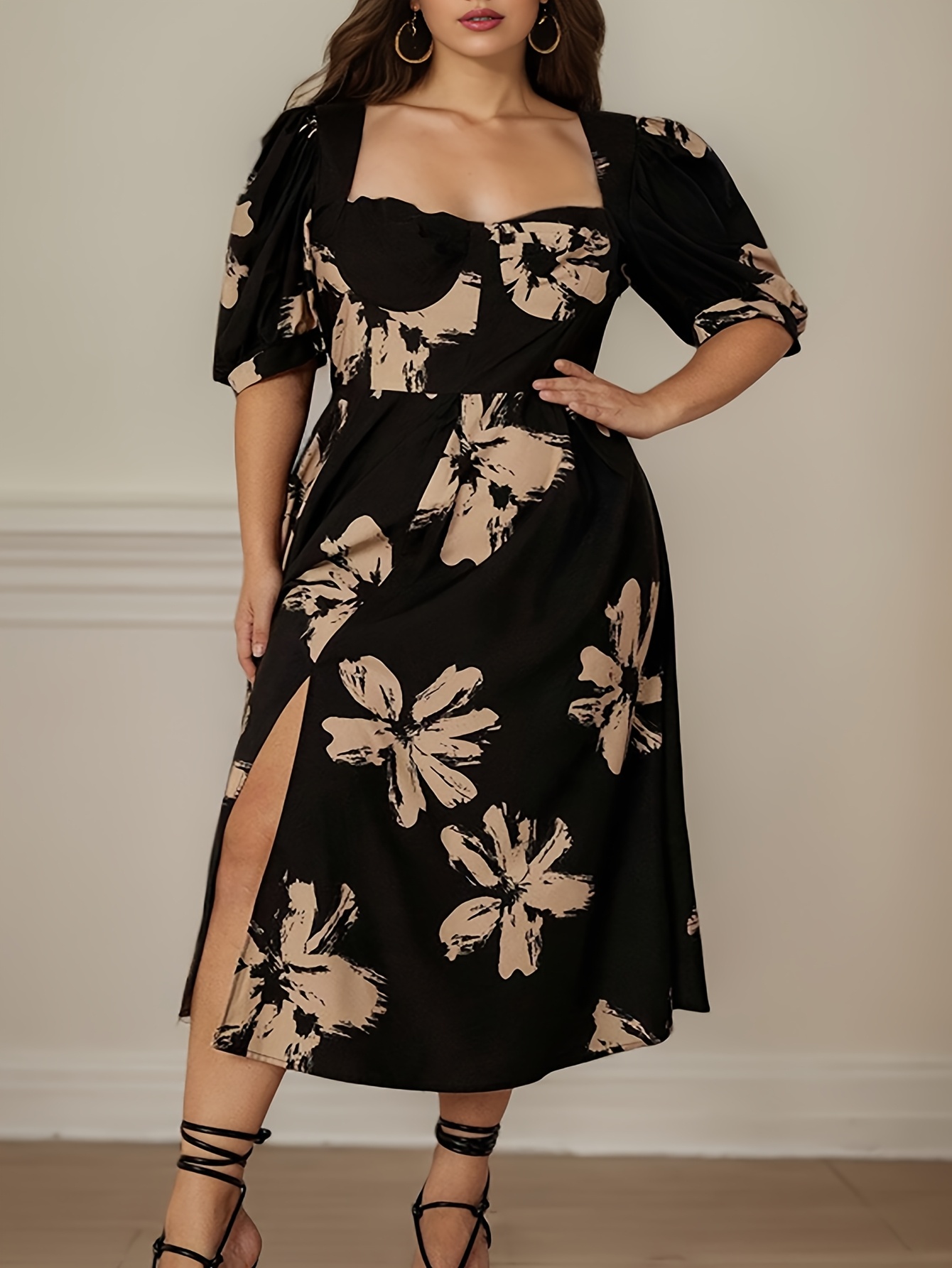 sachin and babi light blue dress Plus Size Black Floral Dress 3XL