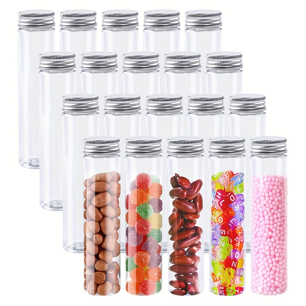 

20pcs 3.8oz Clear Plastic Test Tubes With Aluminum Caps - Candy, Bath , Party Favors & Scientific