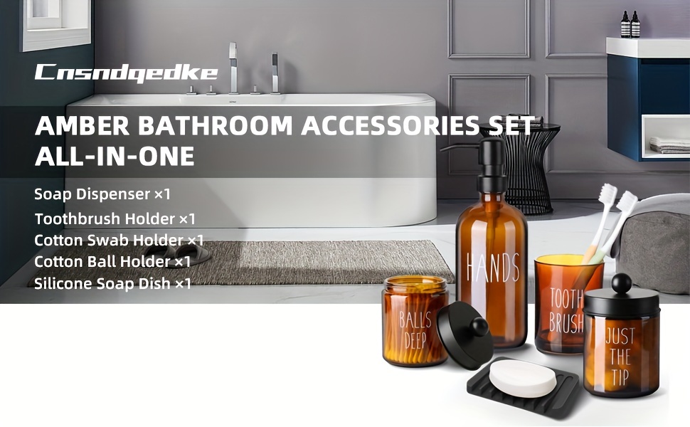 Bathroom Accessories Complete Amber Glass Soap Dispenser - Temu