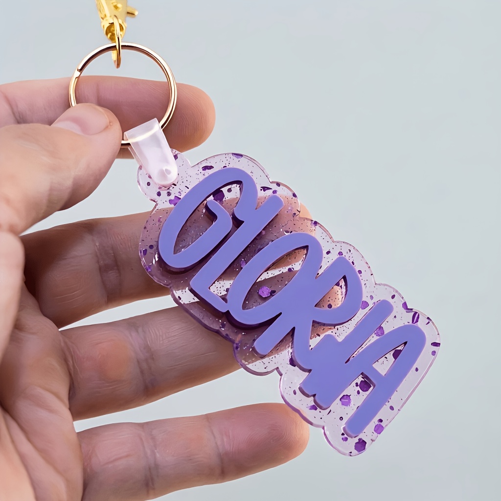TEMU 1 Personalized Breath Name Keychain - Customized Gift For Women, With A Rectangular Shiny Pendant Featuring A Name And Glitter Letters - Hung On
