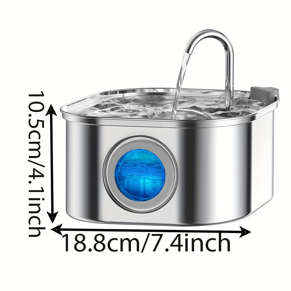 3 2l 108z automatic cat water fountain stainless steel pet water feeder dog water fountain with window multi filtration system silent suitable for easy to   plug in cat and dog water feeder no 5v 1a plug Product details 1