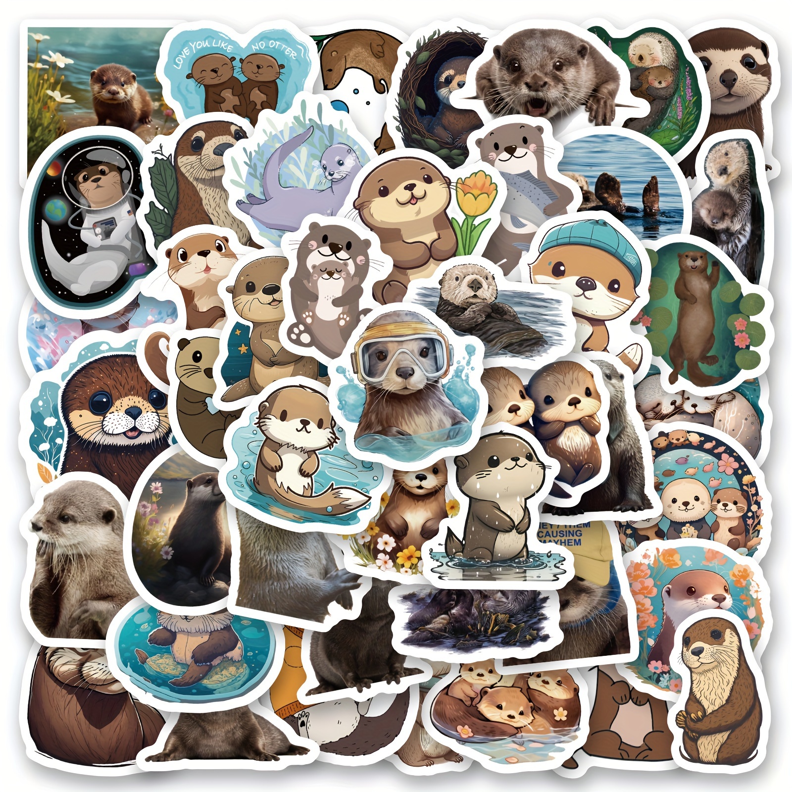 

Zxirna 53pcs Otter Stickers Set, Vinyl Decals, Animal Theme, For Journal, Laptop, Skateboard, And Phone, In English, Paper Material Adhesive Labels