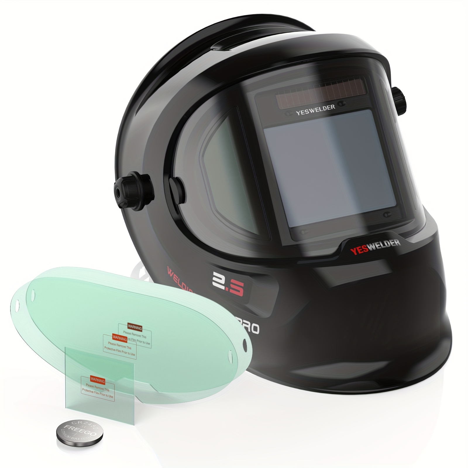 TEMU Casque de à teinte variable avec grande zone et vue latérale, alimenté par batterie, 4 capteurs , pour le meulage, le TIG, , le à l'électrode et