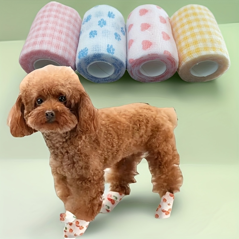 5 Rolls/set, 7.5cm Wide Pet Bandages, Breathable Non-woven Fabric, Dog Wrapping Bandages for Dog Walks, Shoe Covers, Leg Bindings for Dirt and Slip Prevention, Pet Claw Covers for Indoor Floor Protection, Suitable for All Dog Sizes - Image 6