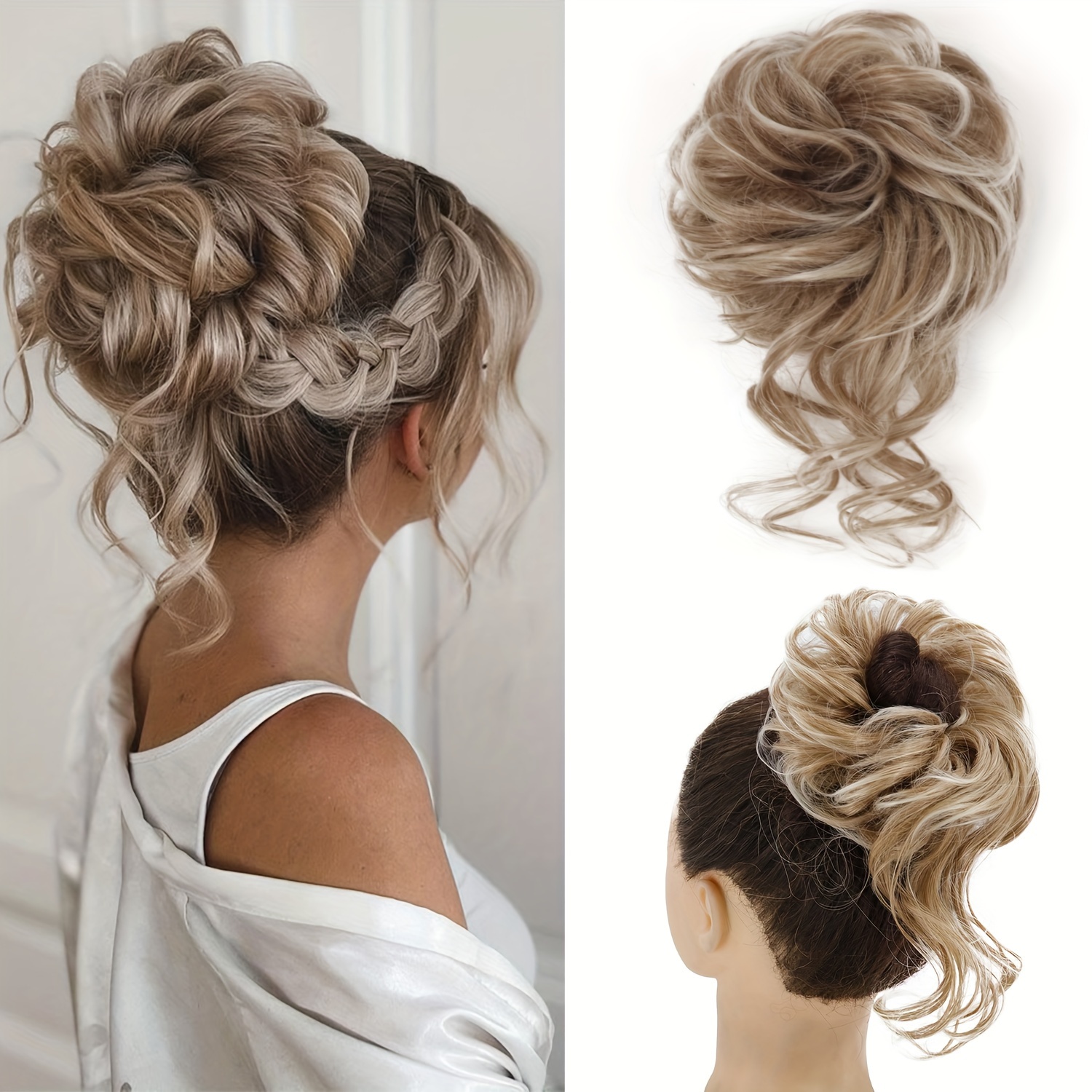 Women's Messy Bun Hair Extensions, Synthetic High Temperature Fiber, Elastic Bands, Fashionable Hair Pieces For Everyday Use, Soft And Skin-friendly, Perfect For Stylish Hair Buns, Merisihair Brand