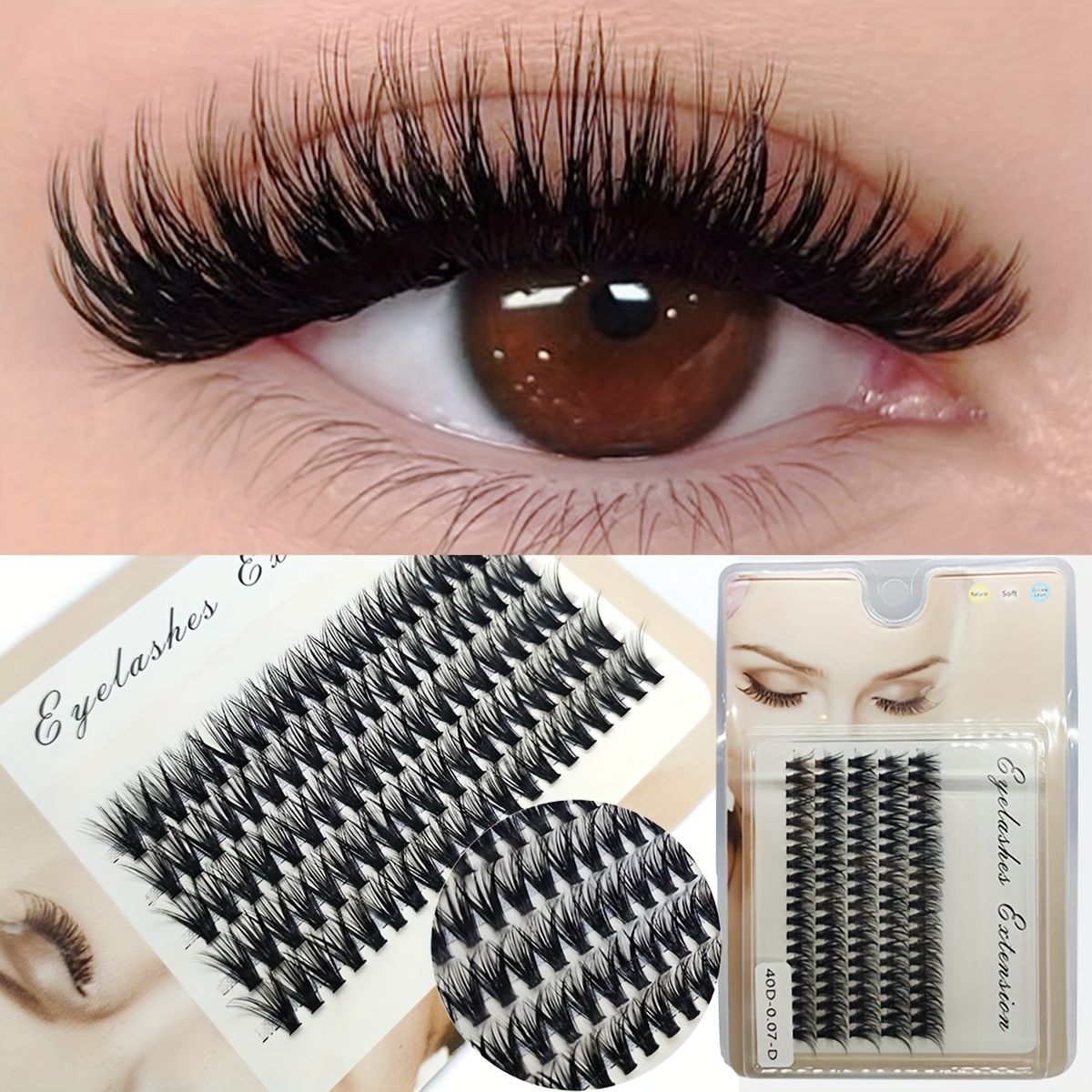 

[popular ] Diy 40d Curly Eyelash Extension Kit - , Reusable False Lashes In Lengths (8-16mm), 100pcs For Beginners