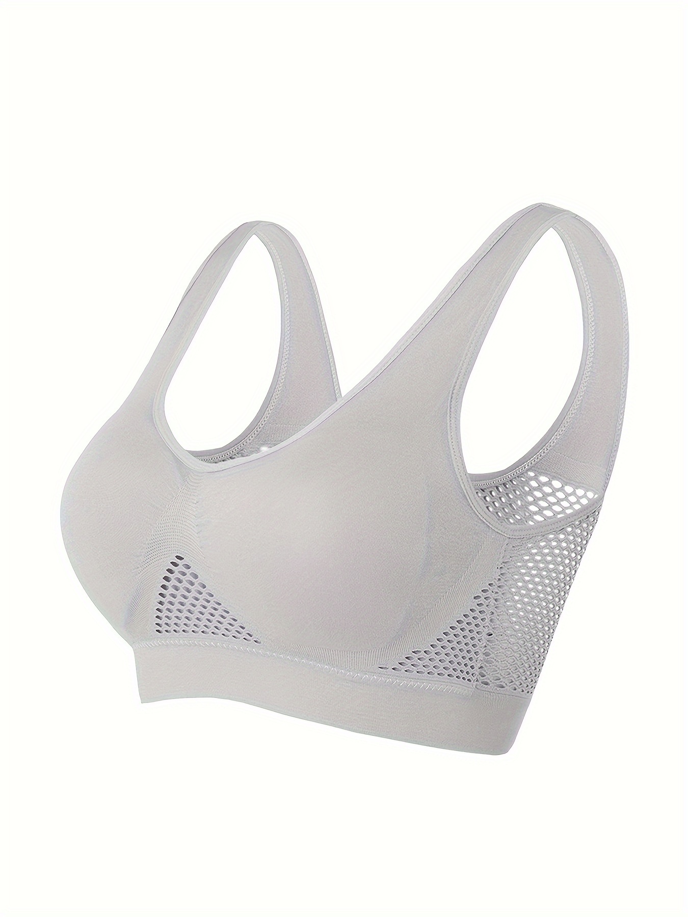 1pc Essence Collection - High-Elasticity Bra with Removable Pads, Breathable Mesh Design for &, Wireless & Comfortable Fit, Plus Size Bra | Wireless Bra | Removable Pads