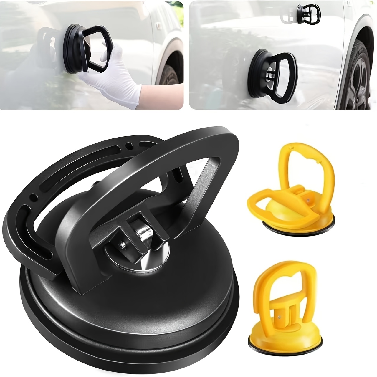 TEMU 3pcs Car Dent Repair Kit - Paintless Dent Remover With Powerful Suction Cup Pullers, For Mini & Large Sizes, For Car Body, Glass, Tiles & Mirror, Insulation Material Dent Removal Tools