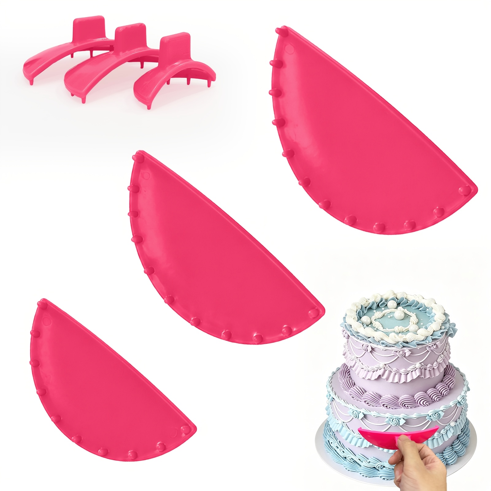 TEMU 3d Printed Cake Arch Guide Tools, Ruffle Piping Guide And Cake Marker, For Piping, Fits 4 To 12 Inch Cakes, Professional Cake Decoration Tools