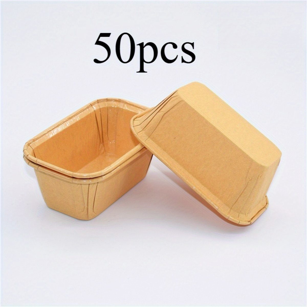 E-shop 50 Stück Mini Kuchenförmchen Muffinförmchen Rechteckige Backförmchen Fettabweisende Cupcake-Förmchen Kartonförmchen zum Backen von Brot, Kuchen