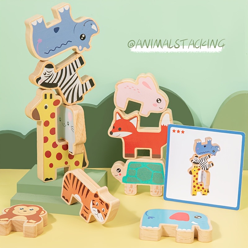 Wooden Animal Sorting Stacking Blocks Toy