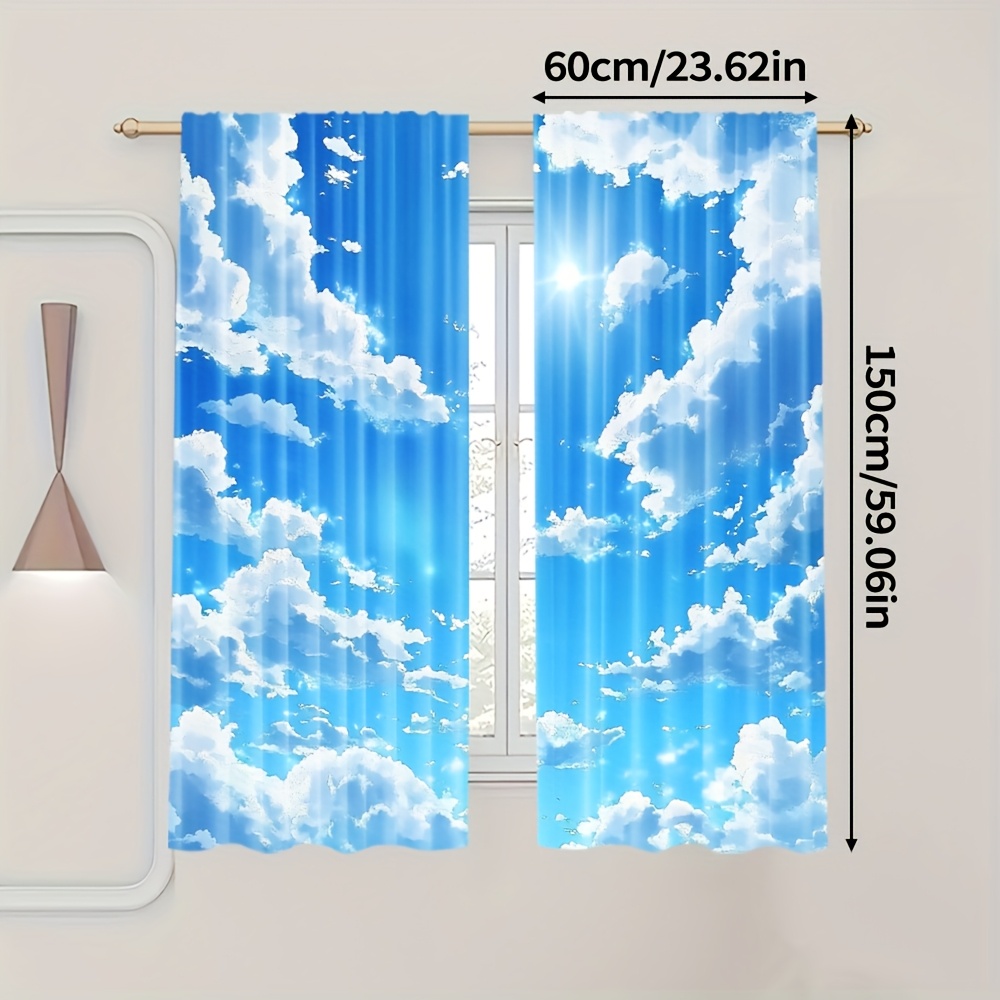 TEMU 2 pièces, Rideaux Contemporains Ciel et Tissu Polyvalent ( Tringle, Mouvement, Pile) Isolation Thermique et Fonction Obscurcissant pour Salon,