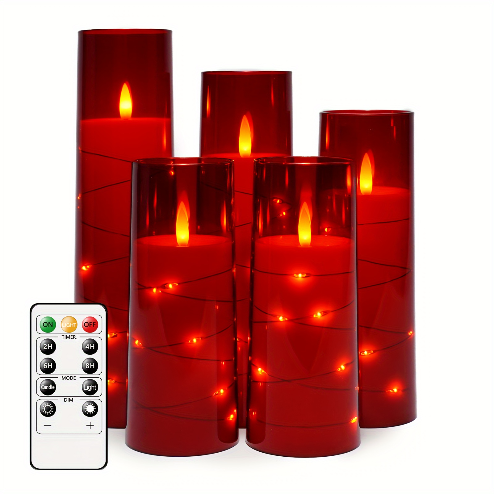 

Flameless Candle Battery Powered, 5 Acrylic Flashing Led Candles With Remote Control, Flameless Candle With Recessed Star String, Home Decor Halloween Christmas Wedding Décor