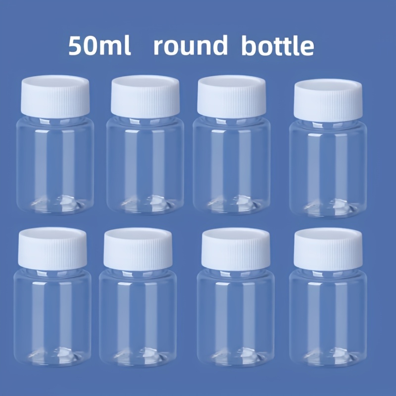 TEMU 8pcs Transparent Plastic Bottles With White Screw-top Caps, Travel Containers, Leak-proof Liquid And Powder Containers, Durable Reusable Storage