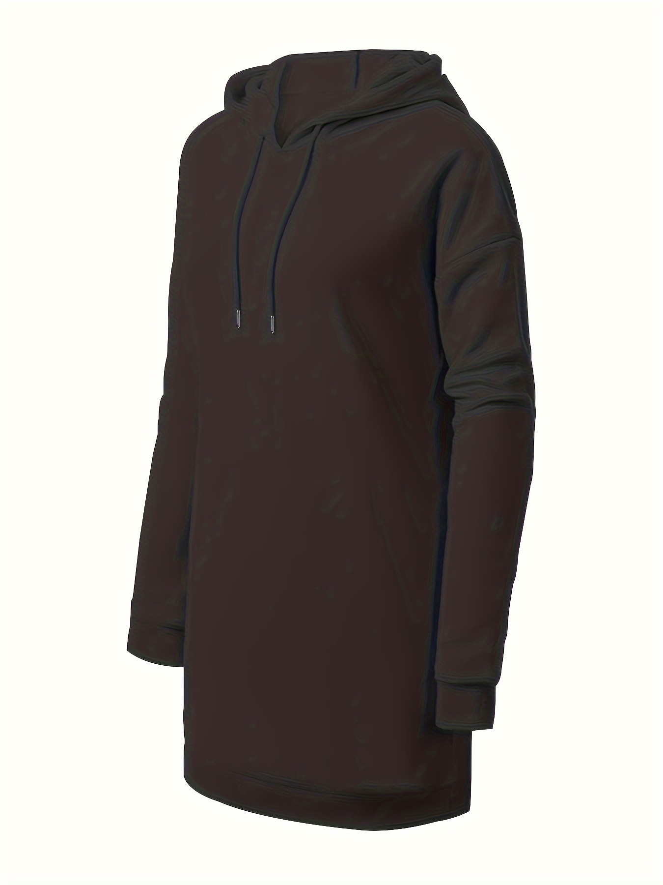 Women's Long Hooded Sweatshirt Dress Casual Loose Fit Workout Lounge  Dress, Machine Washable Solid Color Adult Fitness Trainin