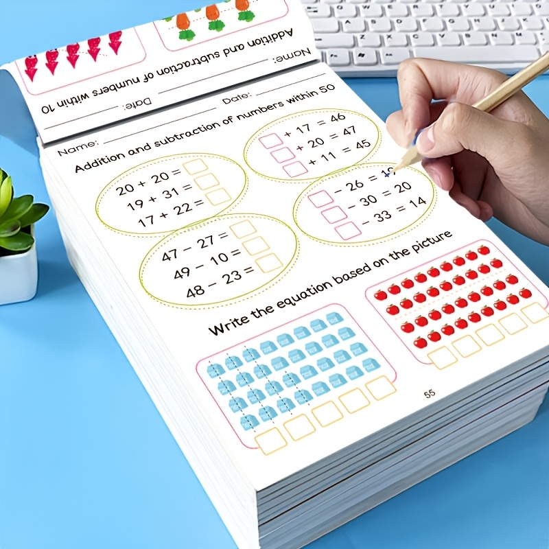 64-Page Math Workbook for Early Learners, Addition & Subtraction Practice