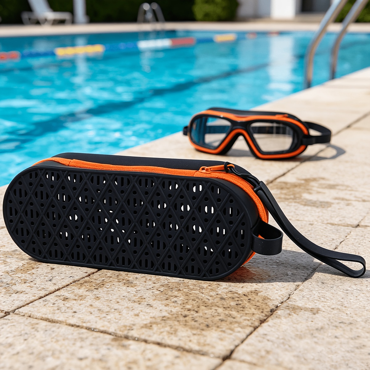 TEMU 1pc Travel Toiletry Bag, Silicone Mesh Breathable Organizer, Large Capacity Pinhole Goggle Storage Box, Beach Sand Swimming Glasses Organizer,