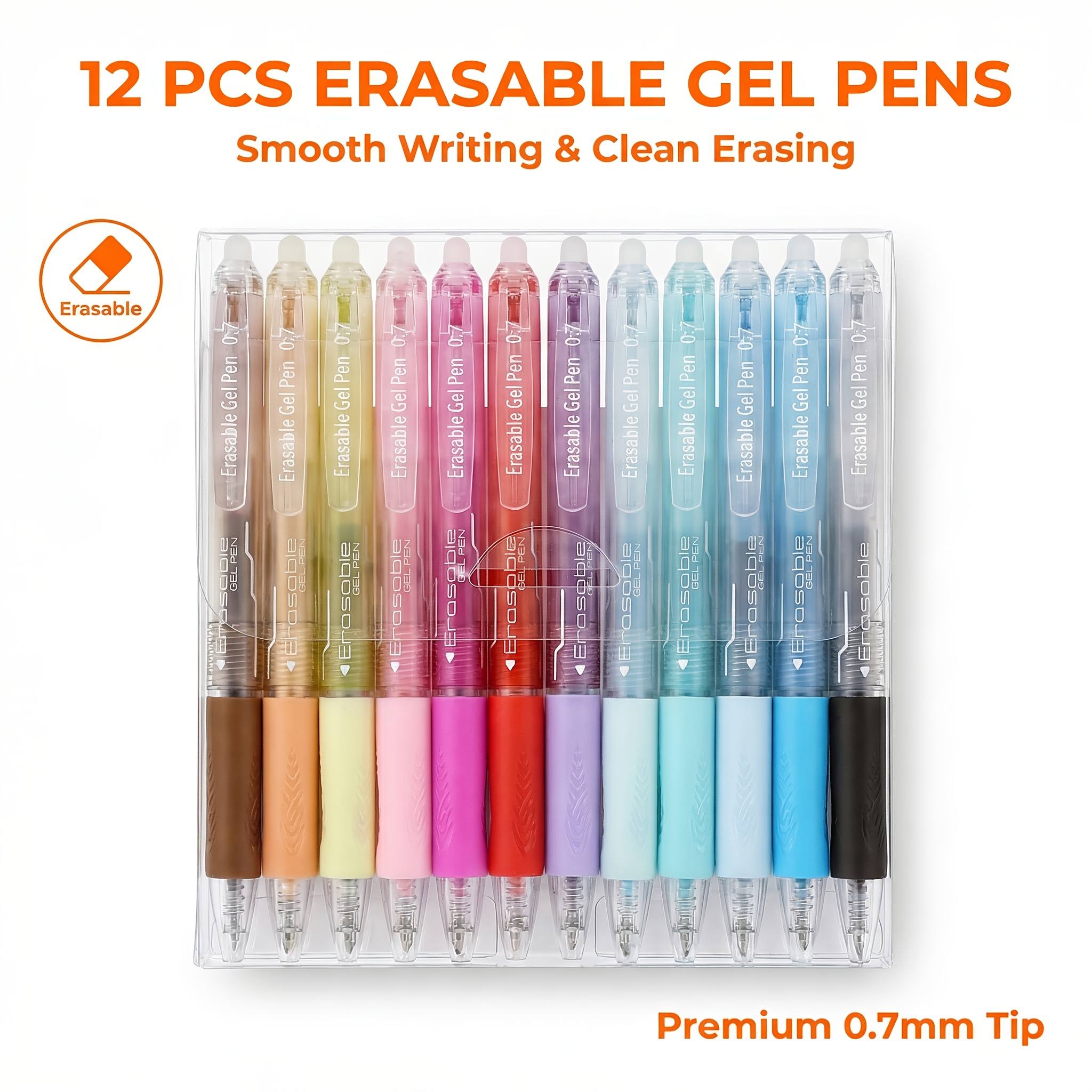TEMU 12/24 Colors Erasable Gel Pens, 0.7mm Neutral Pens, Smooth Writing, Bright Colors, Not Easy To Smudge, Suitable For School, Office, And Hand