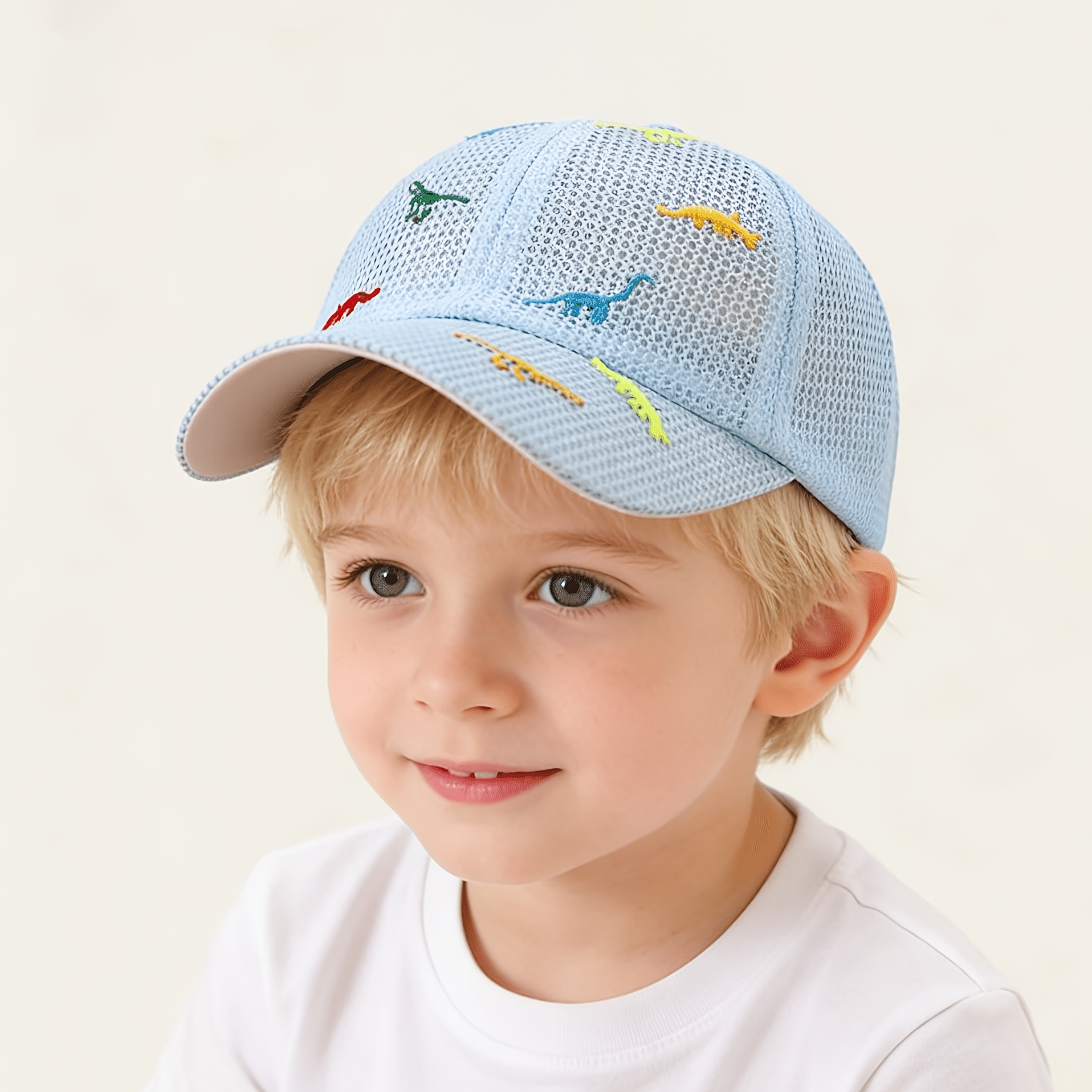Image of 1 ' Cap, Spring/summer Embroidered Little Dinosaur Baseball Cap For Boys And Girls, Fashionable And Breathable Sun Hat, Suitable For , , Cycling, And Picnics