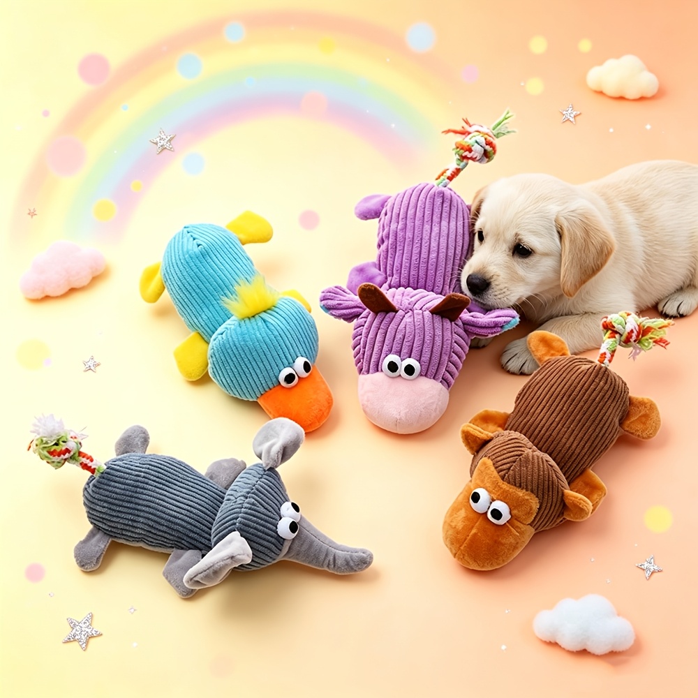4 styles   elephant   little cow shaped with 2     outdoor interactive dog   plush toy soft corduroy fabric safe and chew resistant pet birthday party holiday gathering   without battery Product details 3