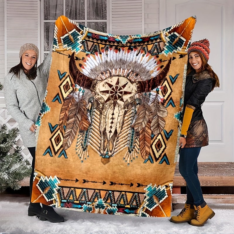 Fleece Blanket American Indian Native American Pattern Blanket