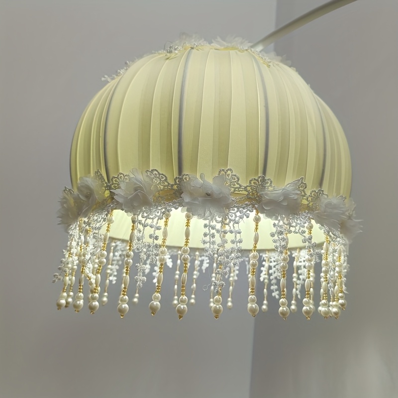 elegant cream and golden   chandelier shade with handcrafted rosette pendants modern   for   hanging lamp settings   accessory     details 7